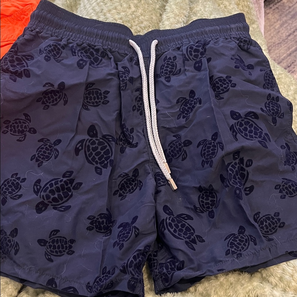 Vilebrequin Dark Blue Turtle Pattern Swim Trunks